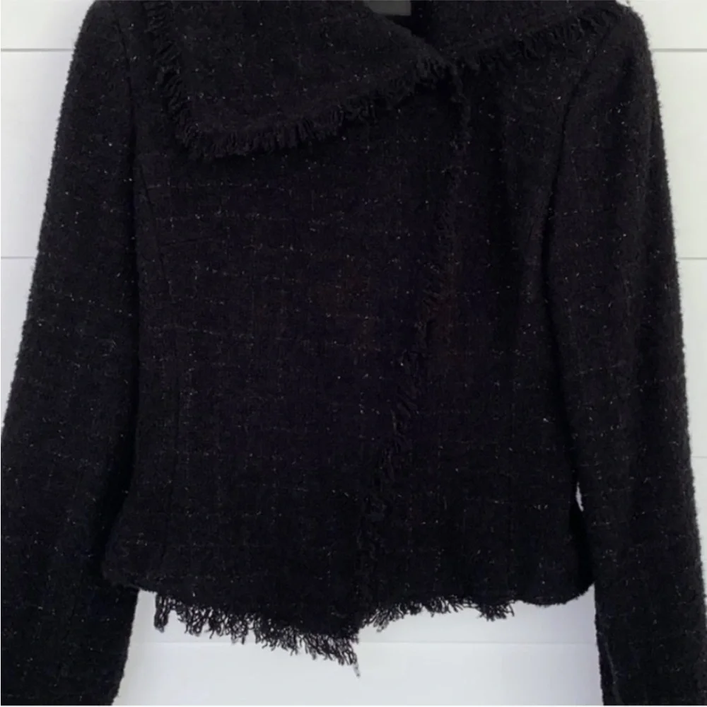 (20) Express Wool Blend Boucle Moto Jacket Black 5/6